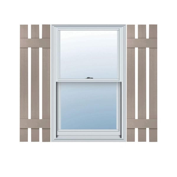 Ekena Millwork 12-in. W x 39-in. H Lifetime Vinyl, Standard Three Board Spaced, Board-n-Batten Shutters, Clay, PR LS3S12X03900CL - main